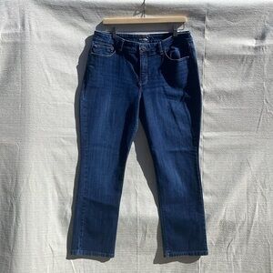 Lee Jeans Women 16 Short Mid Rise Straight Secretly Shapes Blue Denim